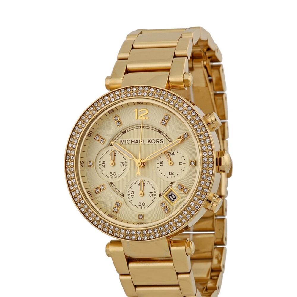 Michael Kors Parker Chronograph Champagne Dial Ladies Watch ( needs new battery)